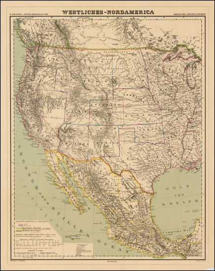 82-Southwest, Rocky Mountains and California Map By Dietrich Reimer  &  Heinrich Kiepert