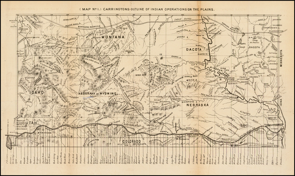 52-Plains and Rocky Mountains Map By Henry B. Carrington