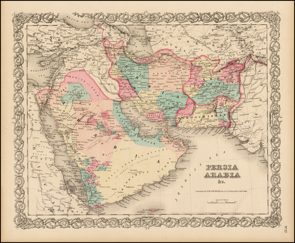 70-Central Asia & Caucasus and Middle East Map By Joseph Hutchins Colton