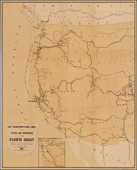 48-Southwest, Rocky Mountains and California Map By United States Treasury Department