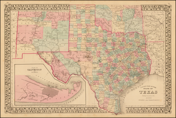 60-Texas Map By Samuel Augustus Mitchell Jr.