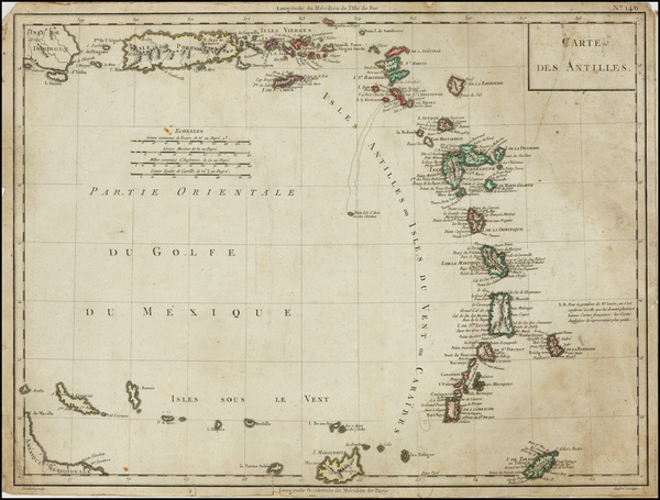 87-Caribbean Map By Pierre Antoine Tardieu