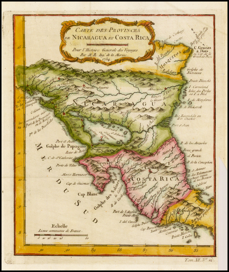 83-Central America Map By Jacques Nicolas Bellin