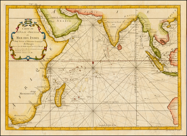 40-Indian Ocean, India, Southeast Asia, Middle East and Australia Map By Jacques Nicolas Bellin