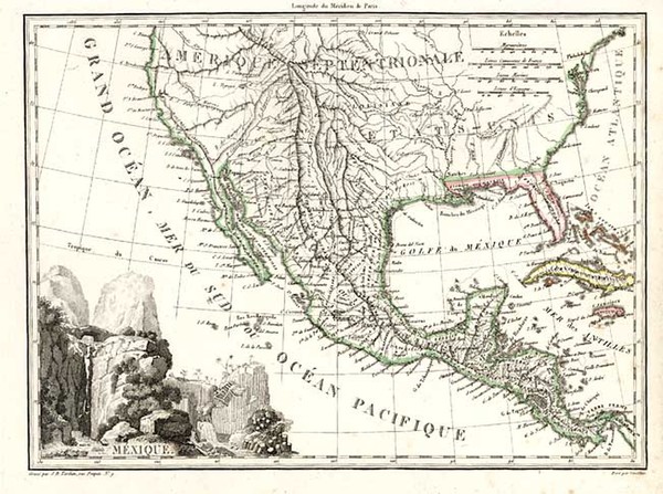 30-Southwest, Rocky Mountains, Mexico and California Map By Conrad Malte-Brun