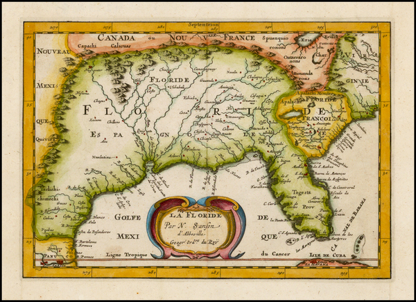 46-Florida, South, Southeast and Midwest Map By Nicolas Sanson