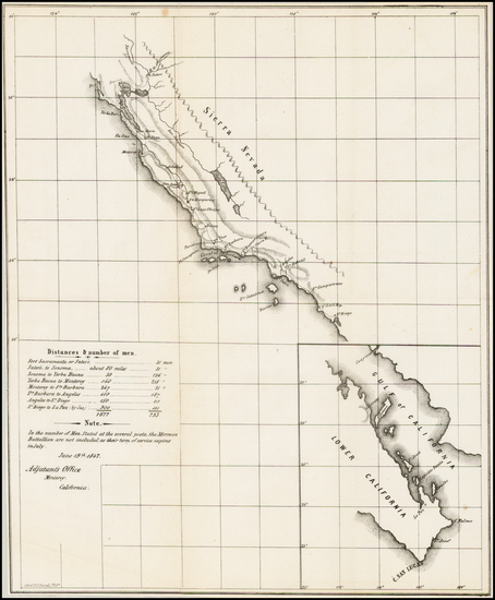 64-Baja California and California Map By P.S. Duval