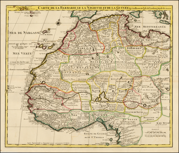 91-North Africa and West Africa Map By Guillaume De L'Isle