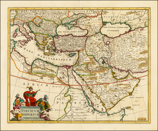 94-Turkey, Mediterranean, Middle East, Turkey & Asia Minor and Greece Map By Frederick De Wit