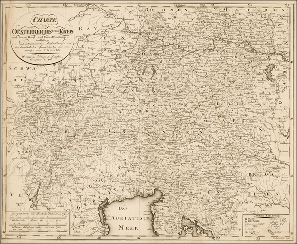 55-Austria, Hungary, Czech Republic & Slovakia, Balkans and Germany Map By Franz Ludwig Gussef