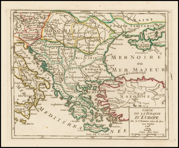 98-Balkans, Turkey and Greece Map By Gilles Robert de Vaugondy