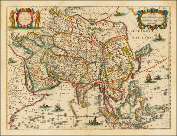 22-Asia and Asia Map By Jodocus Hondius