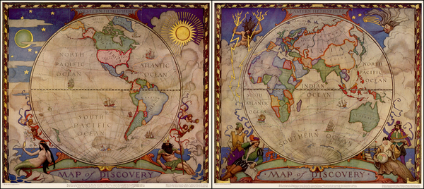 90-World Map By Newell Convers Wyeth