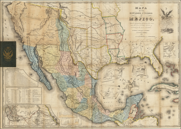 91-Florida, South, Texas, Plains, Southwest, Rocky Mountains, Mexico and California Map By John Di