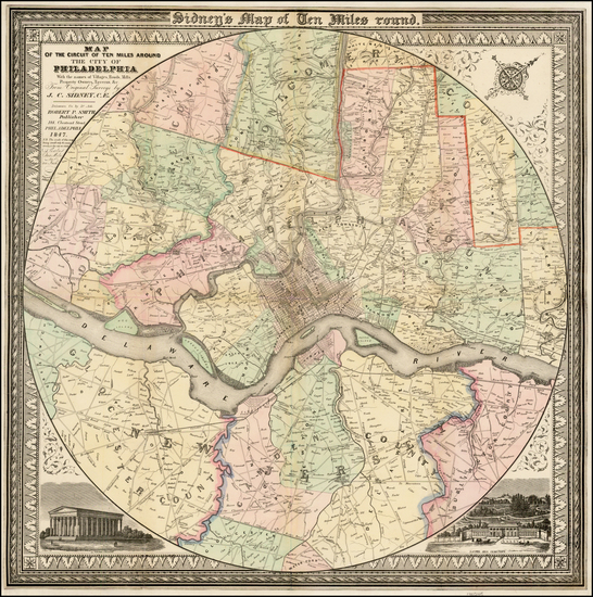 26-Mid-Atlantic, Pennsylvania and Philadelphia Map By James Charles Sidney / Robert Piersall Smith