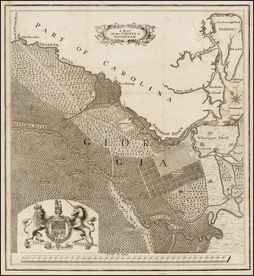 76-Georgia Map By James Oglethorpe / Samuel Urlspurger