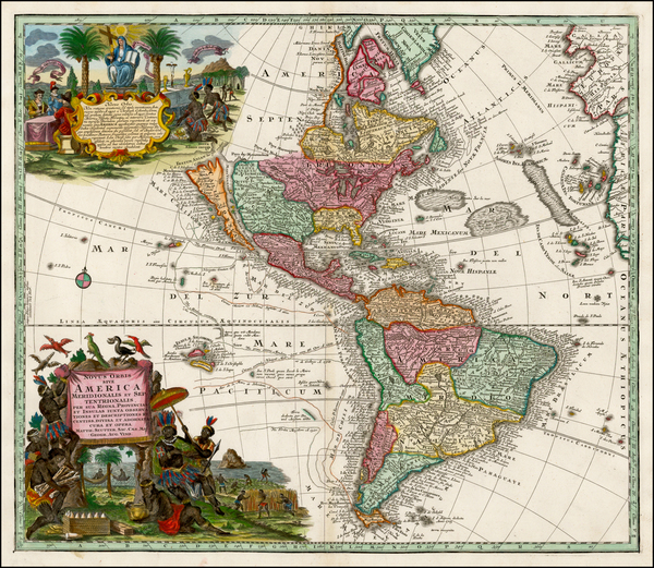 84-Western Hemisphere, South America and America Map By Matthaus Seutter