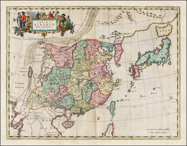 65-China and Korea Map By Johannes Blaeu
