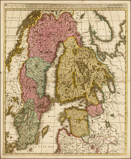 28-Baltic Countries, Scandinavia, Sweden and Finland Map By Gerard & Leonard Valk