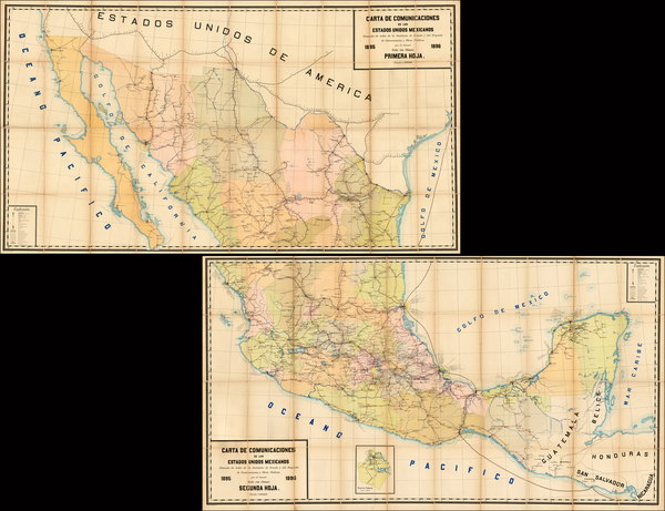 29-Texas, Southwest, Mexico and Baja California Map By Instituto Litografico de Berlin