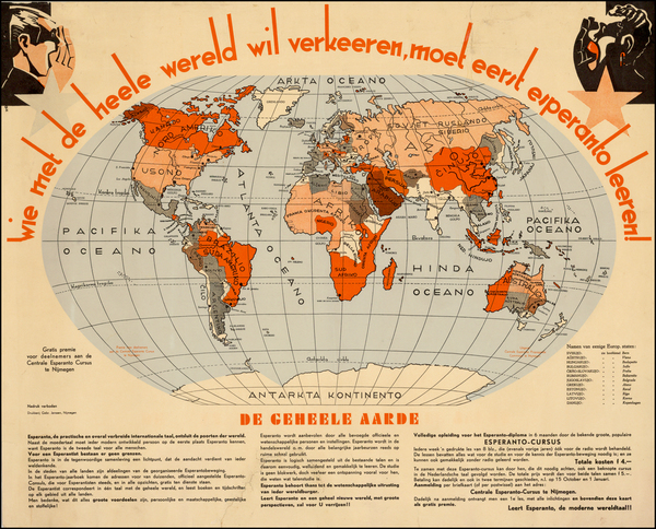 9-World and World Map By Centrale Esperanto Propaganda Commisier