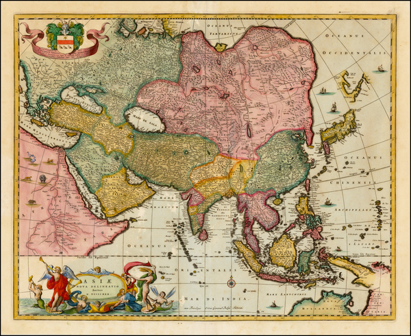 63-Asia and Asia Map By Nicolaes Visscher I