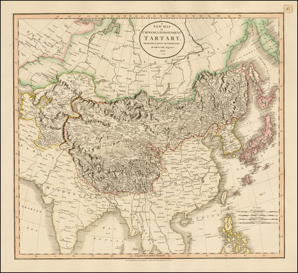 3-China, Korea, Central Asia & Caucasus and Russia in Asia Map By John Cary