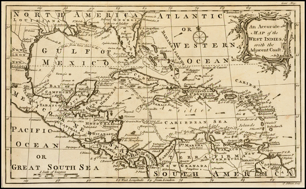 22-Florida and Caribbean Map By Gentleman's Magazine