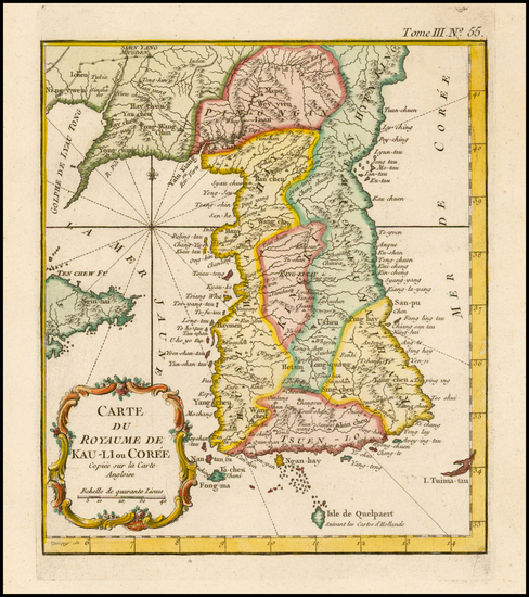 63-Korea Map By Jacques Nicolas Bellin