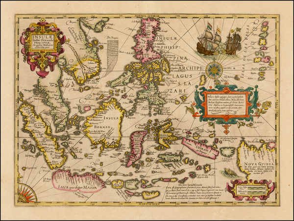 12-Southeast Asia and Philippines Map By Jodocus Hondius