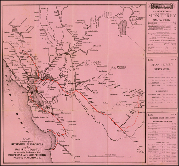 57-California and Yosemite Map By Southern Pacific Railroad Company