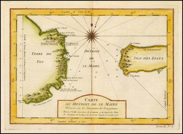 82-Argentina and Chile Map By Jacques Nicolas Bellin