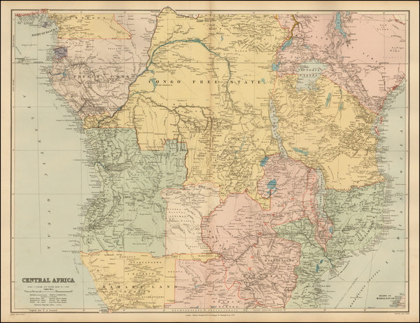 76-Africa, Africa, East Africa and West Africa Map By Edward Stanford