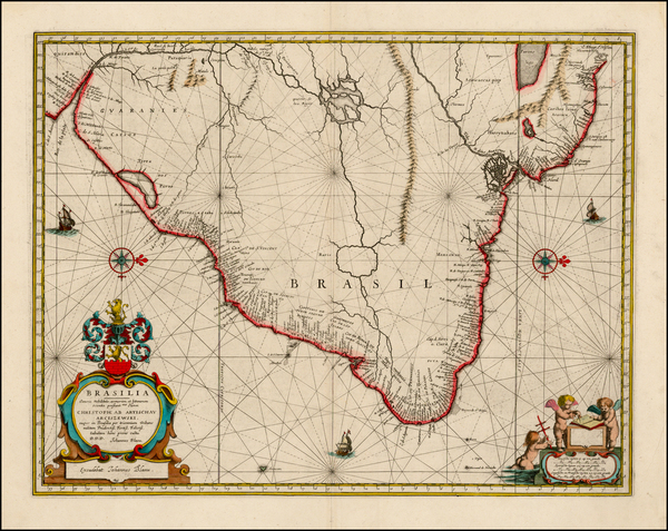 100-Brazil Map By Johannes Blaeu