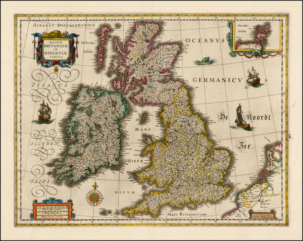 60-British Isles Map By Willem Janszoon Blaeu