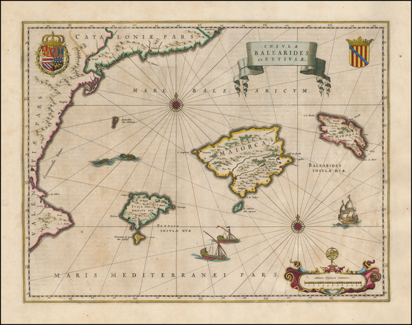 4-Spain and Balearic Islands Map By Willem Janszoon Blaeu
