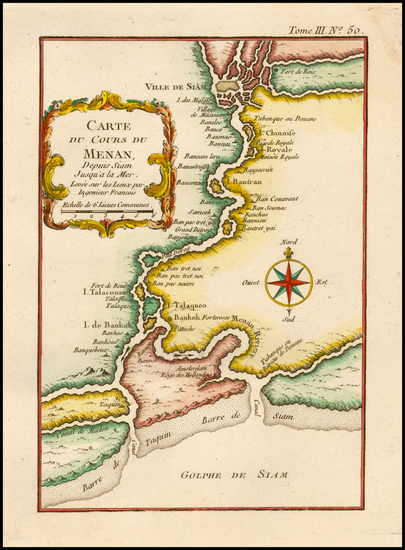 91-Southeast Asia and Thailand, Cambodia, Vietnam Map By Jacques Nicolas Bellin