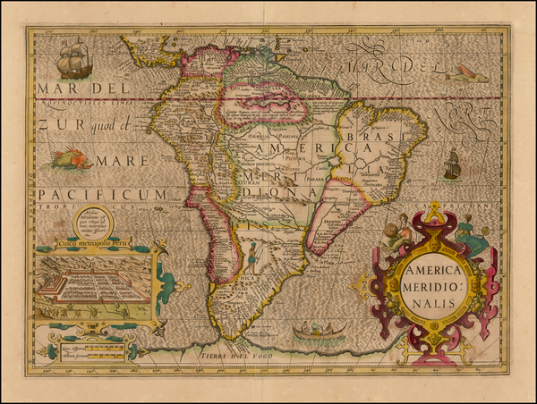 14-South America Map By Jodocus Hondius