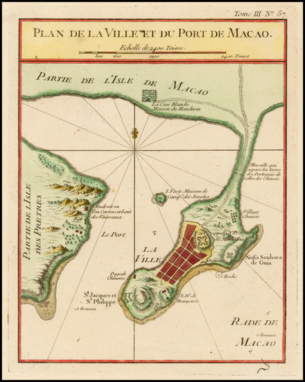 88-China Map By Jacques Nicolas Bellin