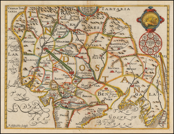 94-India and Central Asia & Caucasus Map By Samuel Purchas / William Baffin