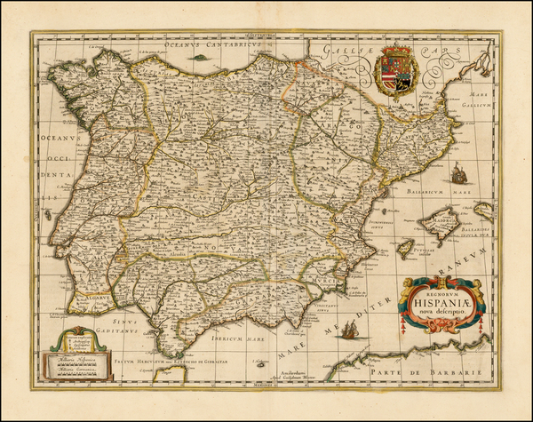 63-Spain and Balearic Islands Map By Willem Janszoon Blaeu