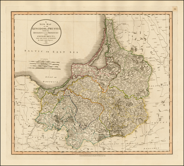 92-Poland, Baltic Countries and Germany Map By John Cary