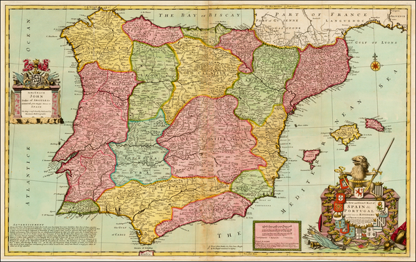 88-Spain and Portugal Map By Herman Moll