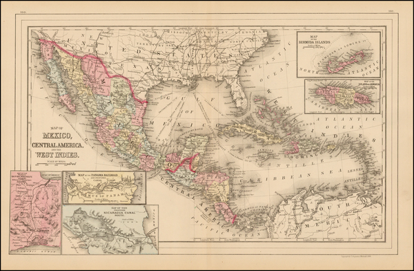 47-Mexico and Caribbean Map By Samuel Augustus Mitchell Jr.