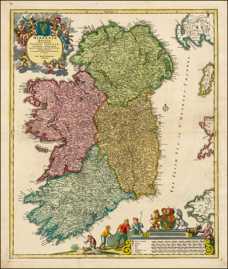3-Ireland Map By Johann Baptist Homann