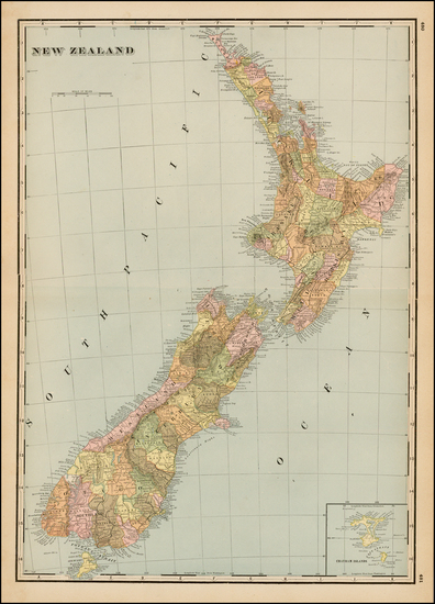 93-New Zealand Map By George F. Cram