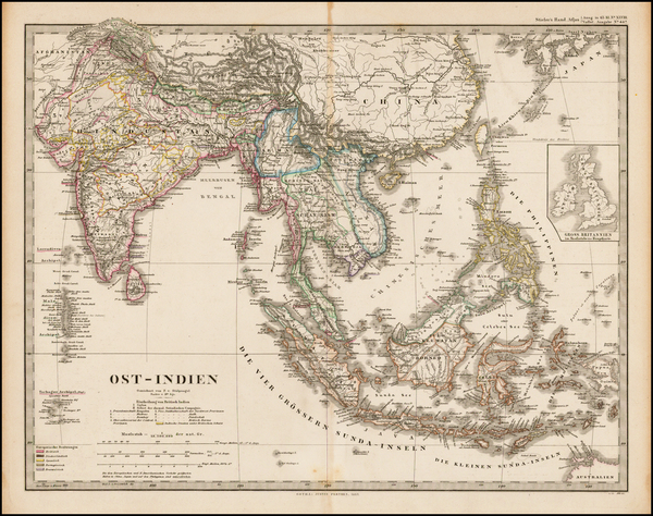 59-India, Southeast Asia and Philippines Map By Adolf Stieler