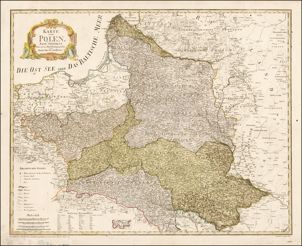 26-Poland and Baltic Countries Map By Franz Johann Joseph von Reilly