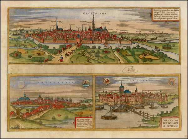 52-Netherlands Map By Georg Braun  &  Frans Hogenberg