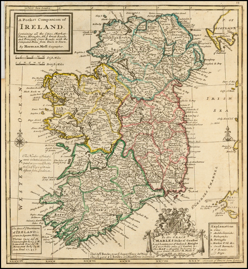 63-Ireland Map By Herman Moll